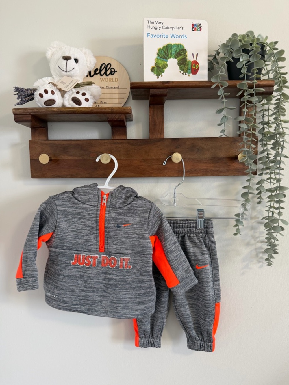 Nike Grey & Orange Toddler 'Just Do It.' Hoodie and Joggers Set